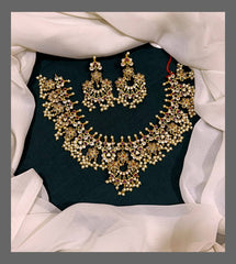 Elegant whitestone Necklace in Nakshi - NN00534