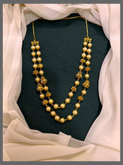 Double Layer Cream and Gold  Beads Haram - PB00396
