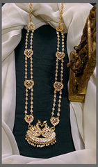 Beautiful Swan white Stone Pendant with Heart Shape Haram in Nakshi - NH00351