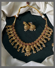Beautiful Peacock and Lakshmi Necklace In Nakshi - NN00725