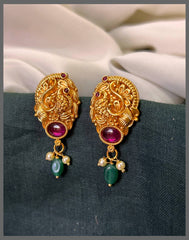 Ruby Peacock Earring in Nakshi - NE00617