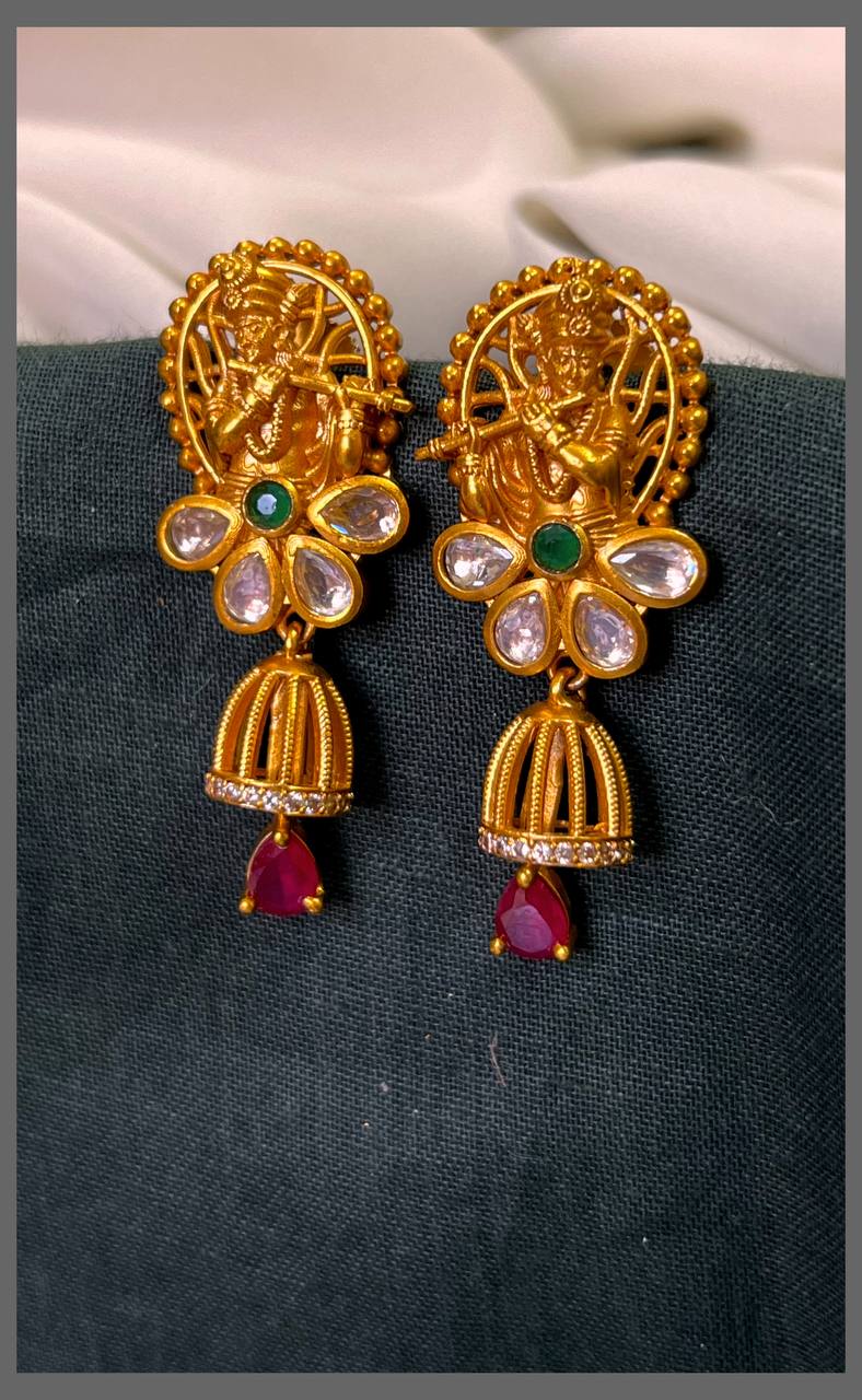 Beautiful Krishna Earring with Small jhumki in Nakshi - NE00622