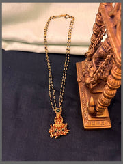 Lakshmi Nakshi Pendant with 2 Layer Black Beads Haram - BD00129
