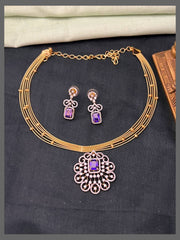 Invisible Multi Layer Choker With Diamond Pendant - Dn0068