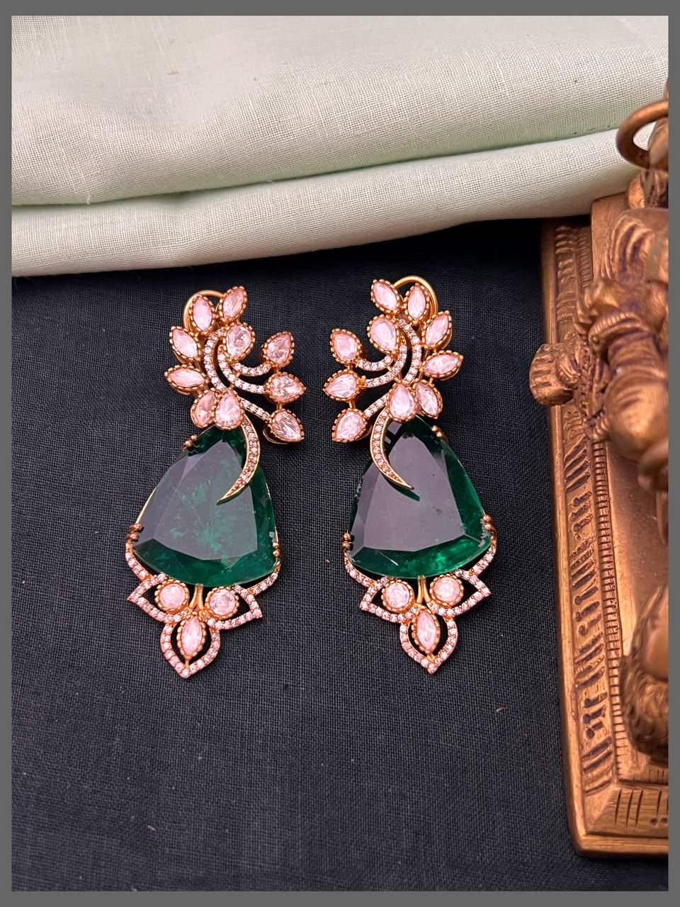 Elegant Peacock Earrings In Diamond - DE0020