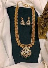 Lakshmi Kaasu Long Haram In Nakshi With Gold Beads- NH0071