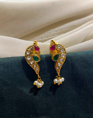 Jadau Kundan Peacock Studs With Screw -KE00585
