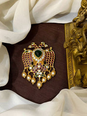 Kempu Stone Gandaberunda Pendant With Pearl - NP00109