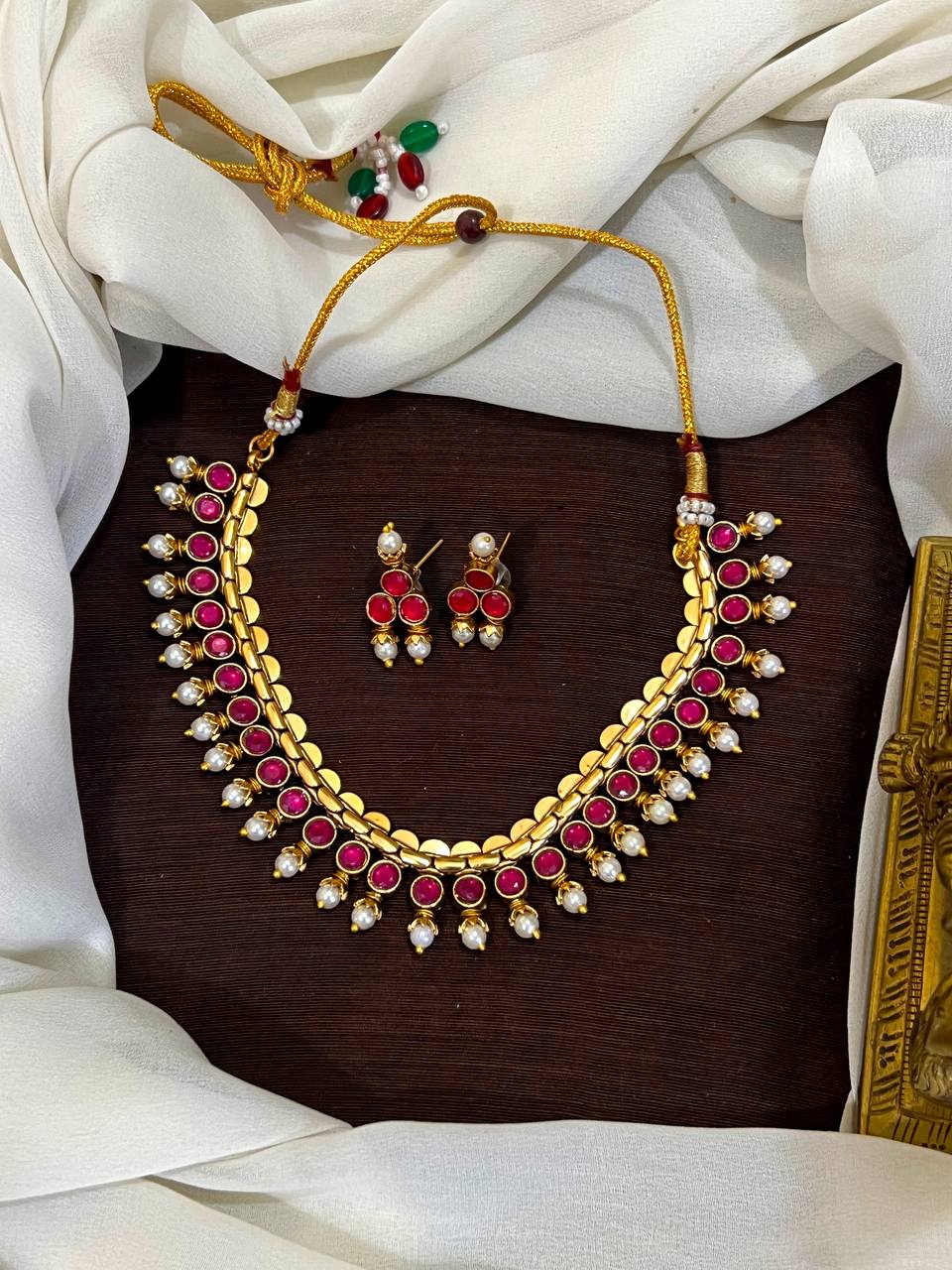 Beautiful Green And Red Stone Double Side Necklace - NN0059