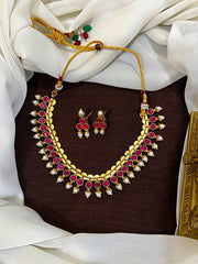 Beautiful Green And Red Stone Double Side Necklace - NN0059