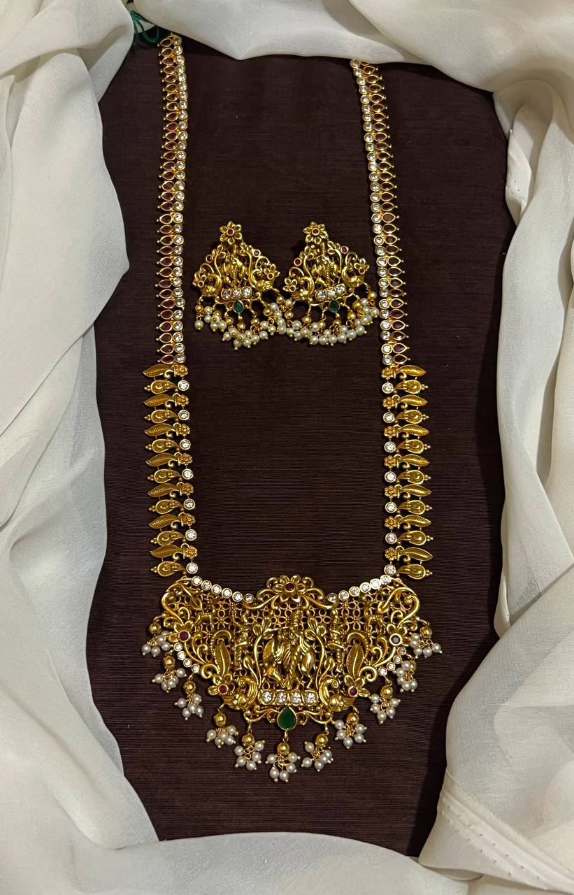 Kempu Gold Replica Krishna Pendant Long Haram - NH00187
