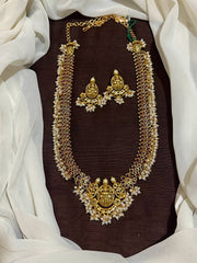 Kempu Long Haram With lakshmi Pendant - NH00290