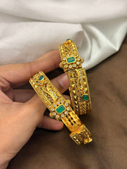 Nakshi Emerald Designer Openable Bangles - BG00721