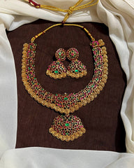 Pota Stone Antique Necklace With Earrings - NN001004