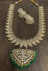 Jadau White Mango Long Haram With Jhumki - KH00450