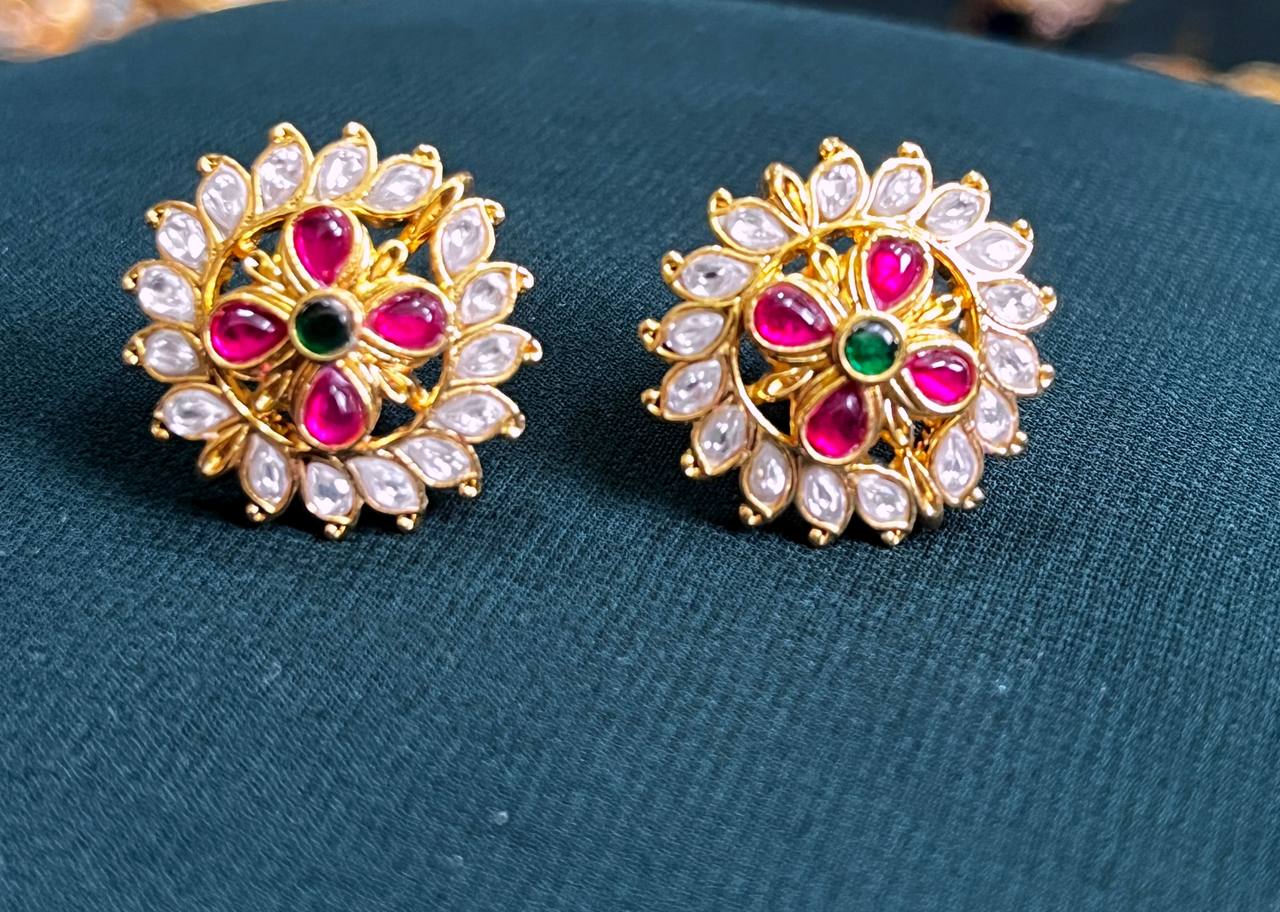 White Stone Kundan Earring - KE0039