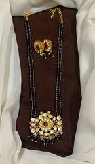 Amethyst Beads Haram WIth Polki Kundan Pendant  - PB00510