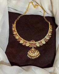 Panchaloha Kempu Stone Neckalce - NN00188