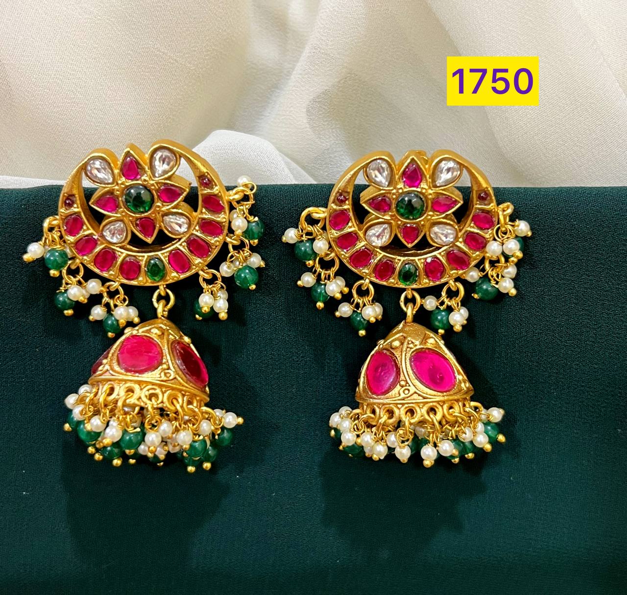 Chand Bali Jhumki's with Multi Color Kundan Earrings - KE00126