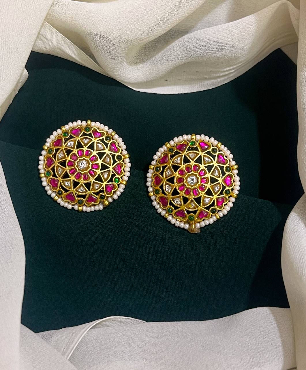 White Pearl Jadau Kundan Studs - KE00129
