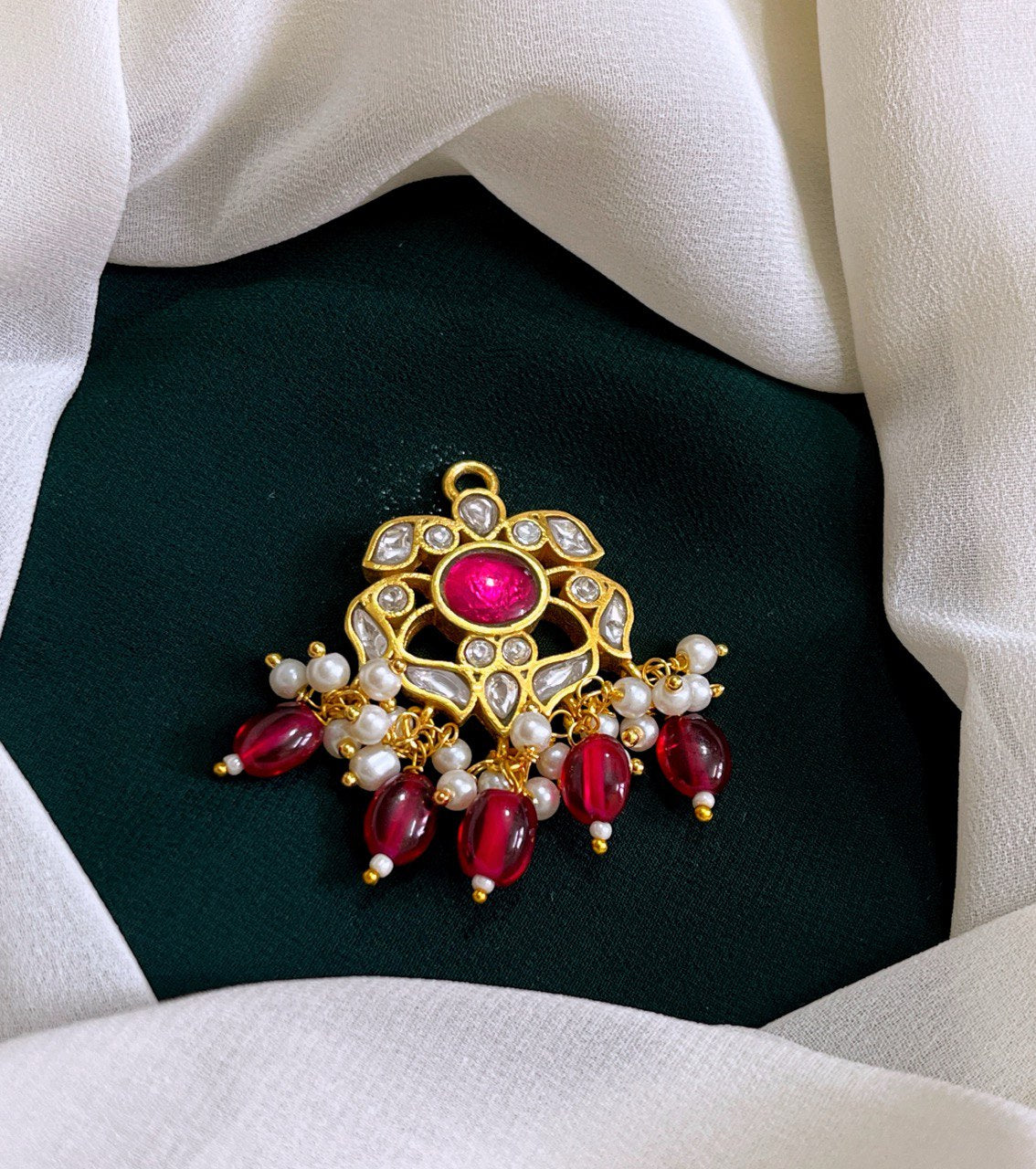 White Stone Kundan pendent - KP0058