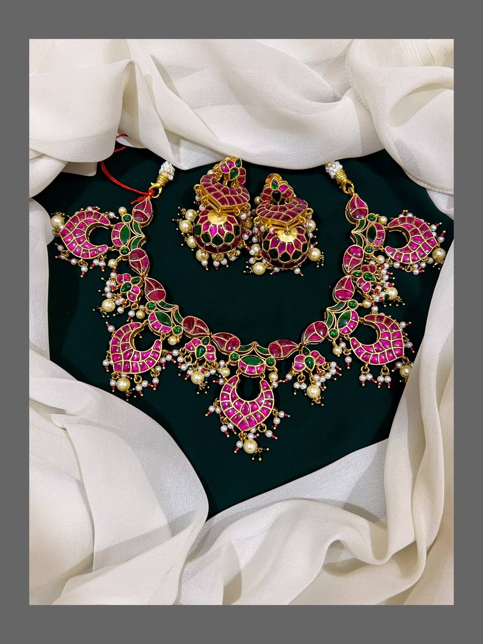 Mutli Chand bali necklace in Kundan - KN00194