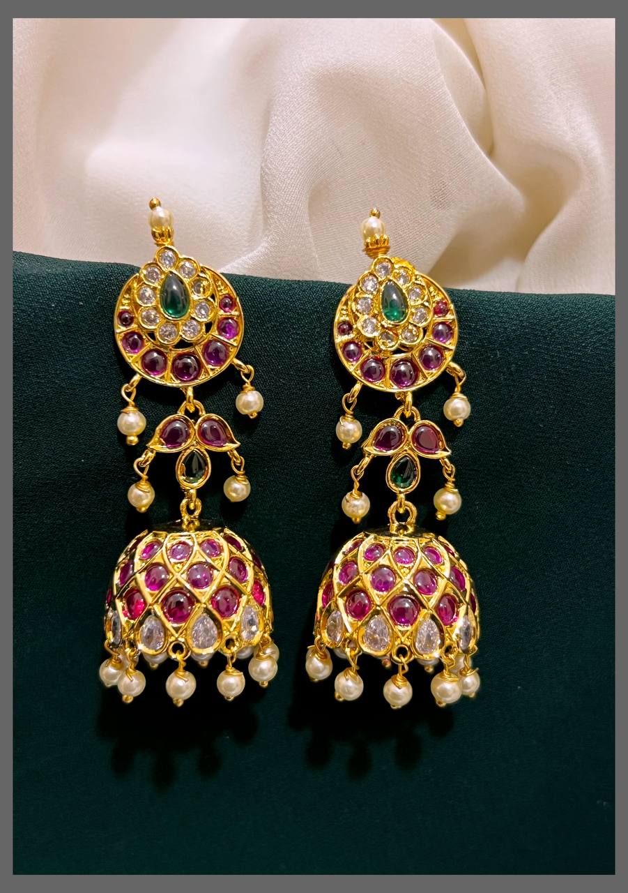 Stone Jhumki In Nakshi - NE00373