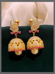 Beautiful White Stone Jhumki _ NE00370