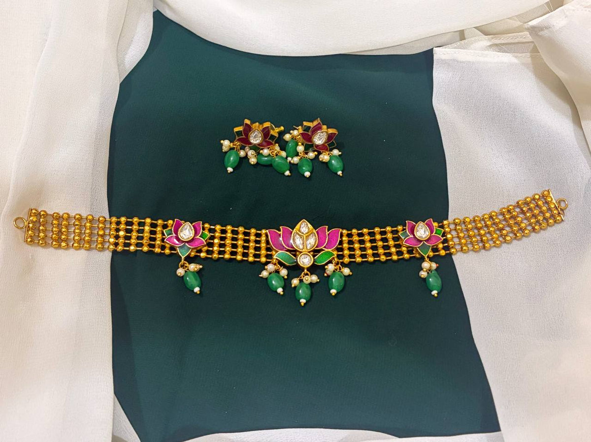 Lotus Necklace In Necklace In Nakshi - NN00371