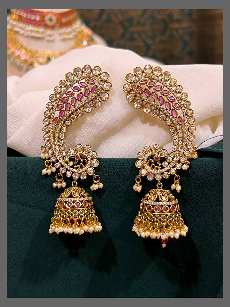 Peacock Earcuffs In Nakshi - NE00444