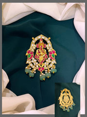 Ganesha and Peacock Kundan Pendent With Pearls - KP0049
