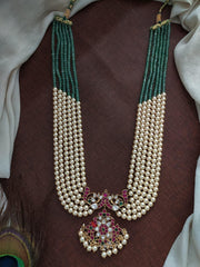 Green and White Pearl With Kundan Pendent - PB00118