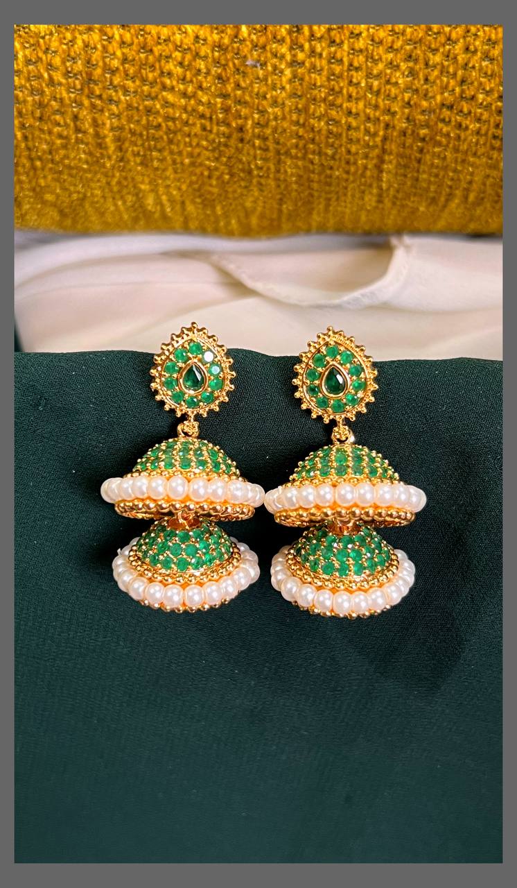 Double Layer Pearl Jhumki - NE00504