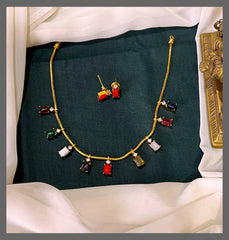 Navratan Small Pendent With Chain In Nakshi - NN00464