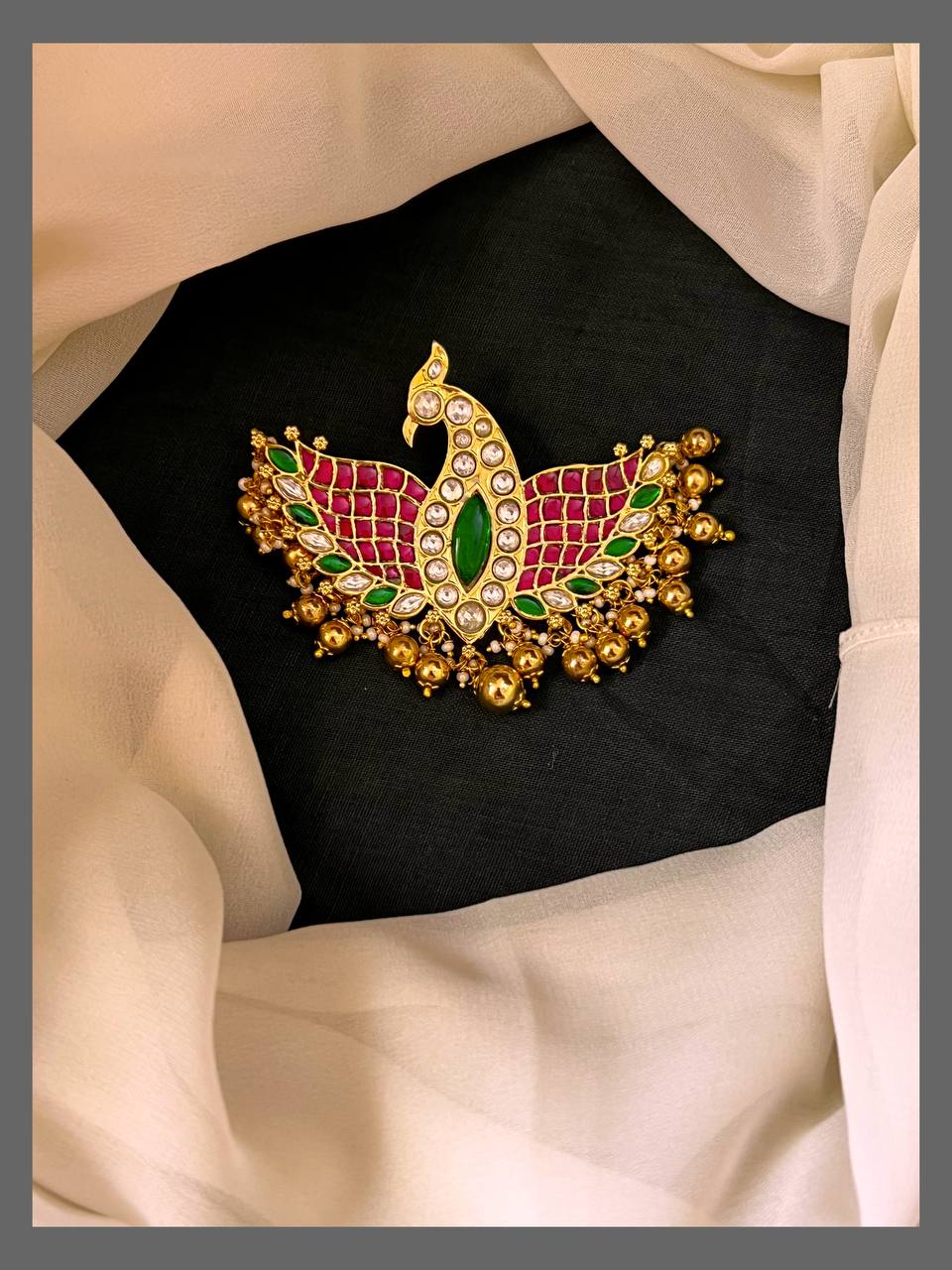 Peacock Kundan Pendant - KP00174