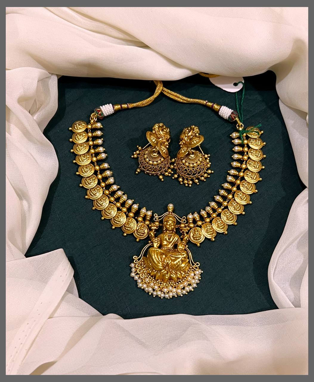 Kashu Necklace with Lakshmi Pendent in Nakshi  - NN00535