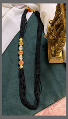 Mop Design in Gold Beads with Black Pearl Haram - PB00442