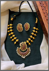 Beautiful Mango Pendant with sides small pendants Necklace in Black Dori - BD0088