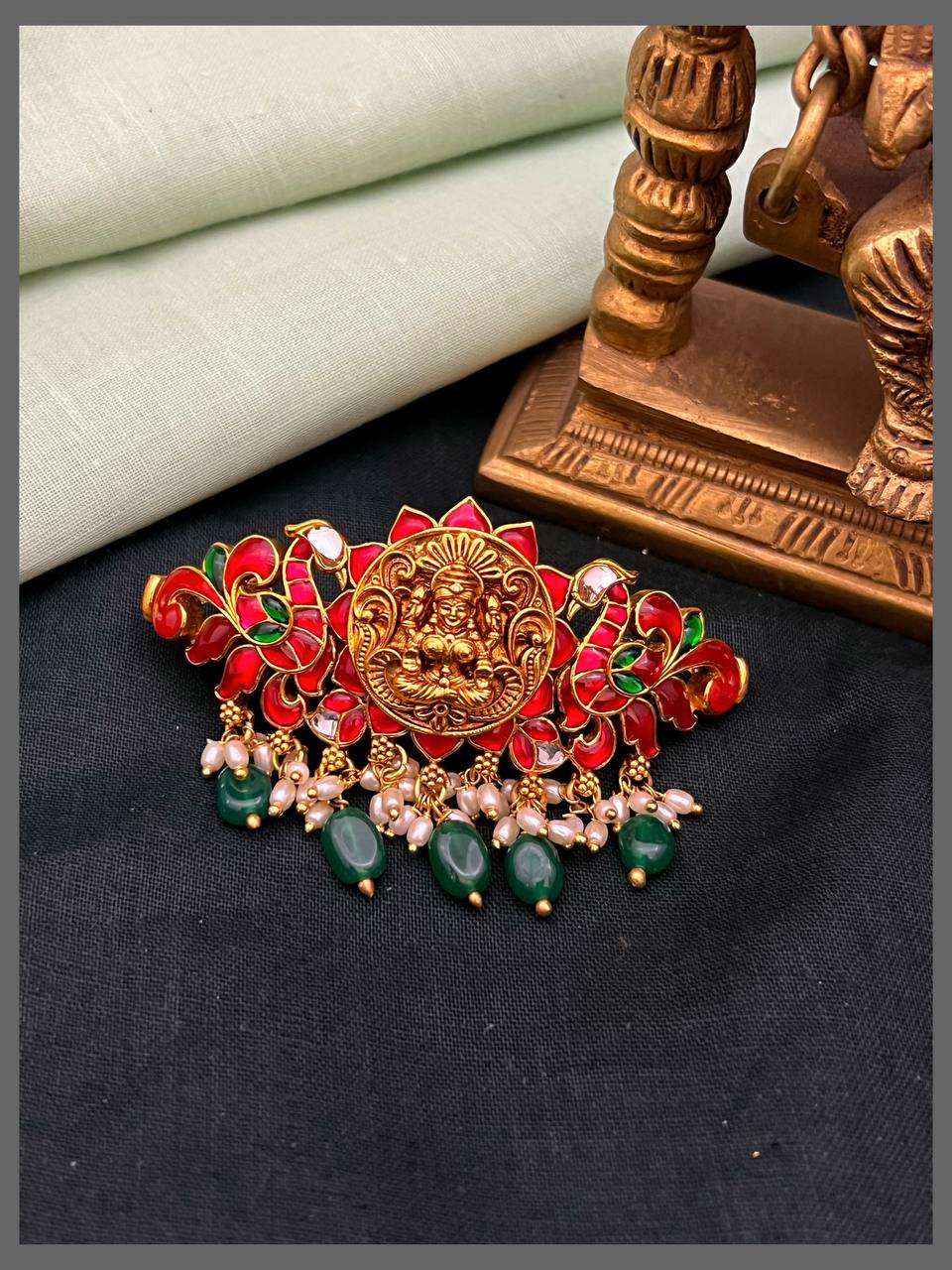 Ruby with Lakshmi Hair clip in Kundan - HA00195