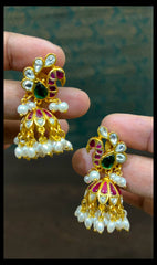 Jadau Peacock Jhumki - KE00567