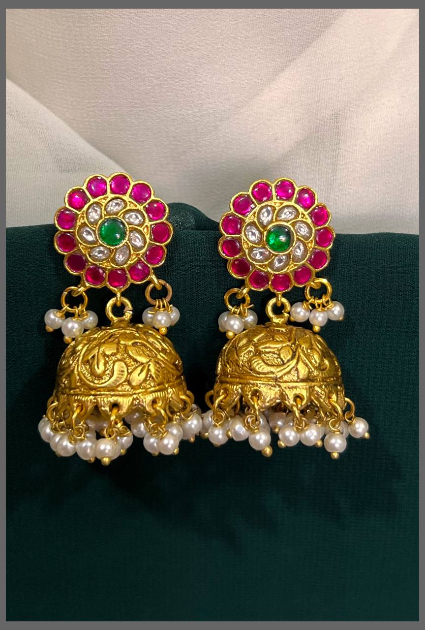 Jadau Bottu Jhumki With Screw - KE00403
