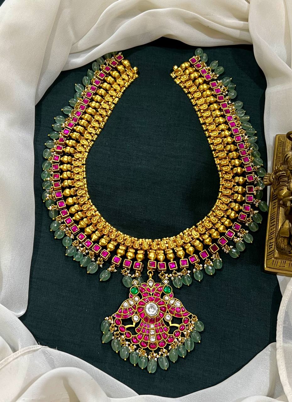 Gandaberunda Pendant with Ruby Haram in Kundan - KH00347