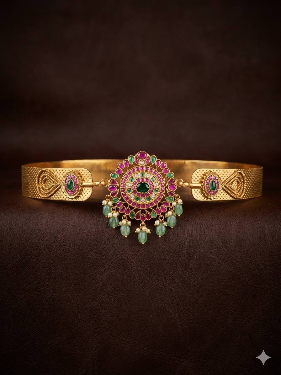 Jadau Flower Pattern Waist Belt - WB0028