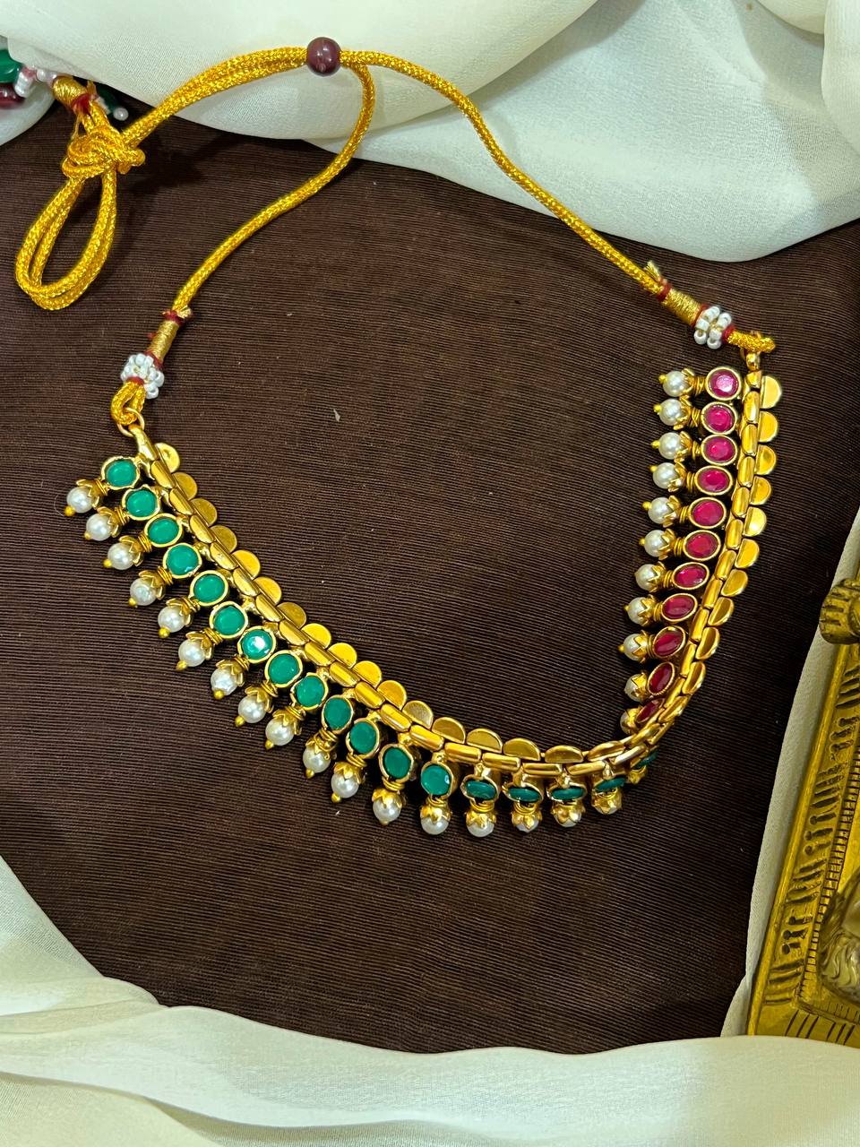 Beautiful Green And Red Stone Double Side Necklace - NN0059