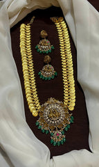 Shiva Parvathi Mozonite Kundan Pendant with Kaasu Haram - KH00210