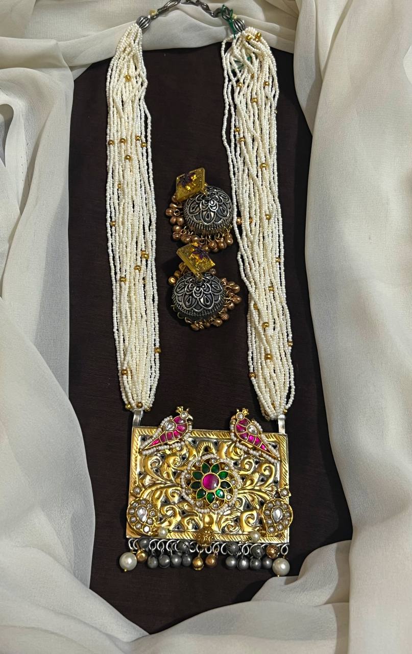 Beads Haram With Jadau Fusion Pendant - PB00631