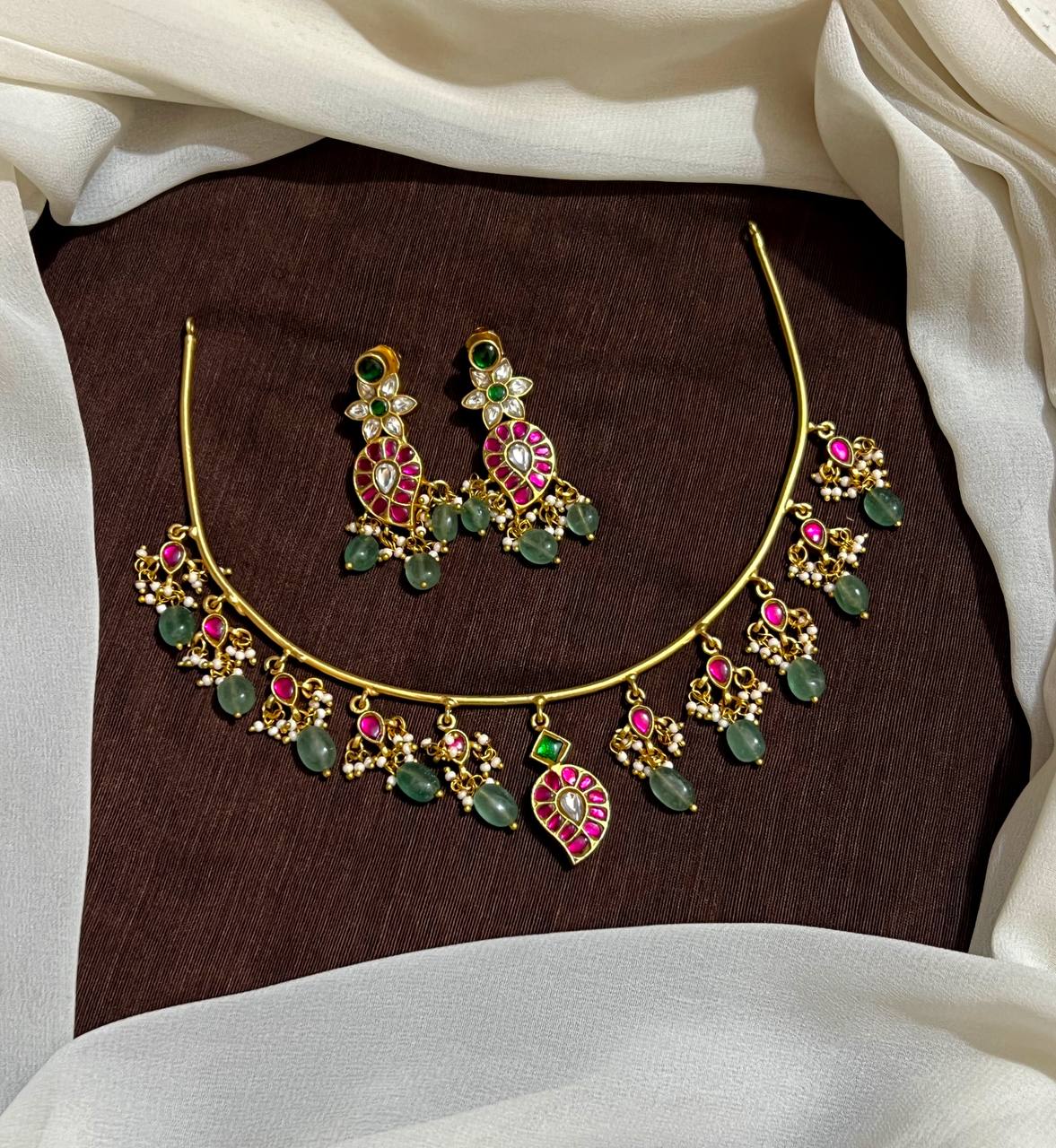 Jadau Mango Pendant Double Sided Necklace  - KN0087