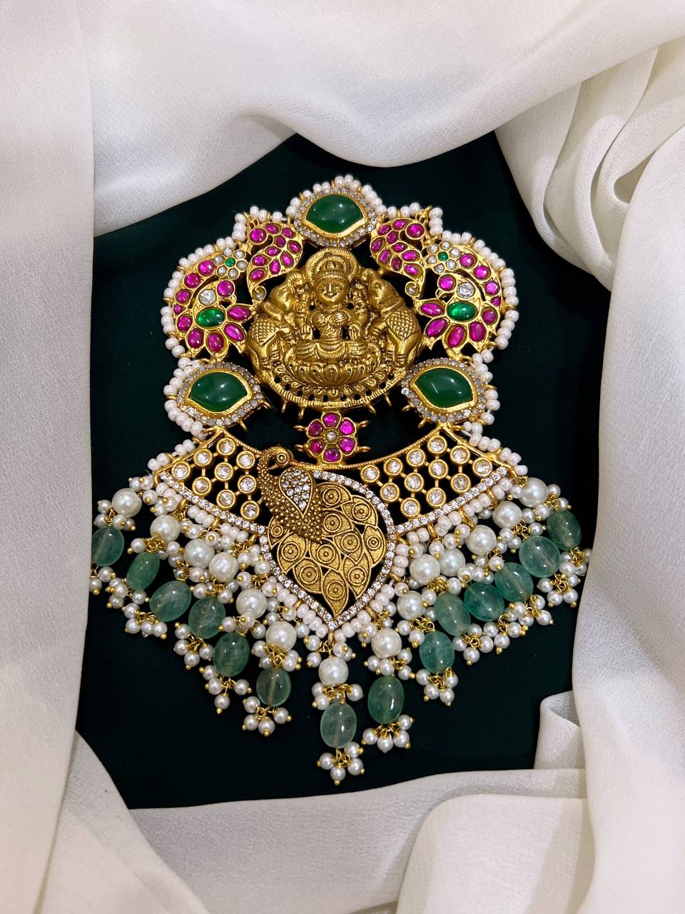 Lord Lakshmi Pendent in with Peacock Jadau Kundan - KP0020