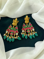 Lakshmi in Ruby and Emerald Kundan Earring - KE0078