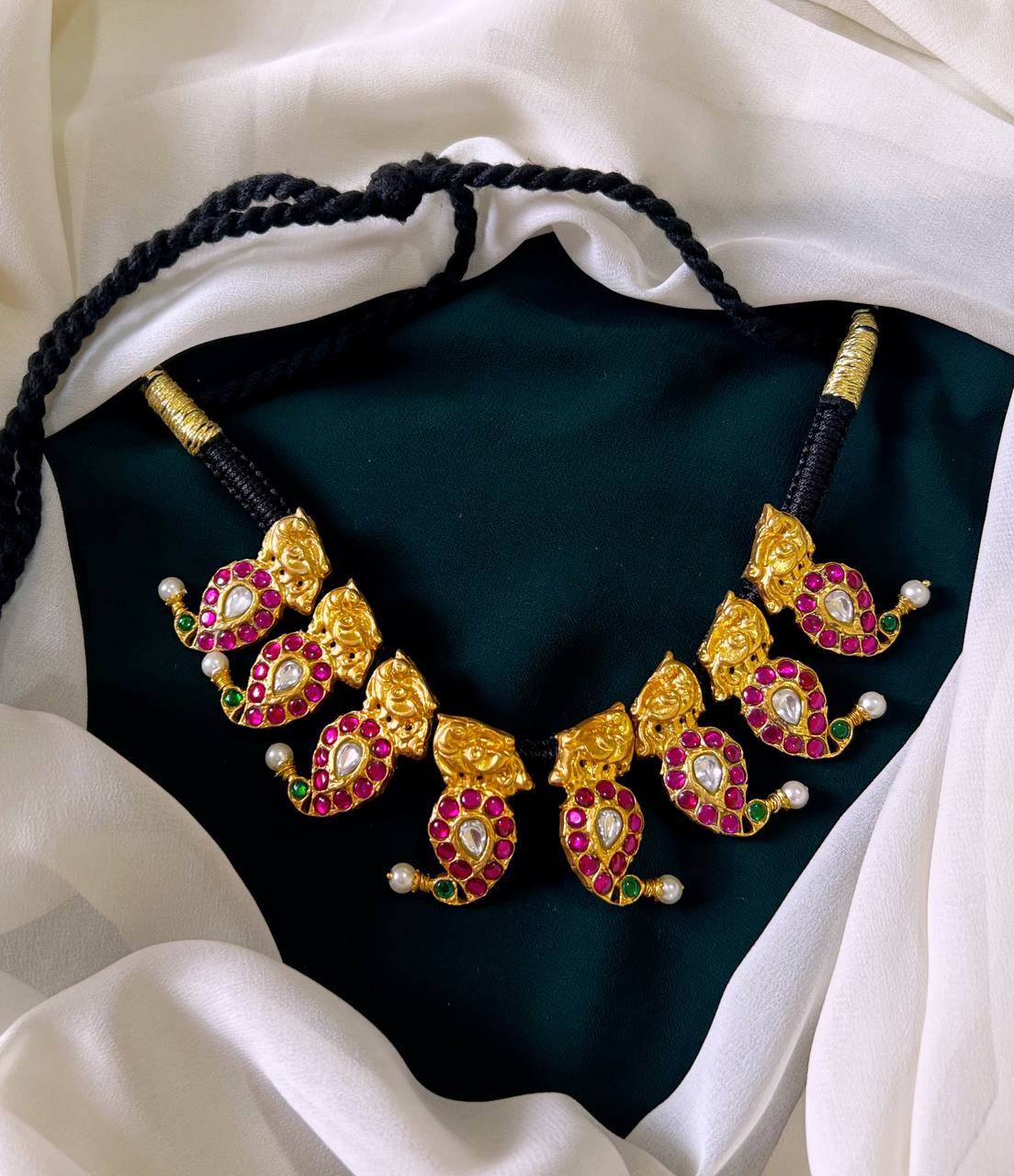 Black Dori Mango Kundan Neckles - BD0023